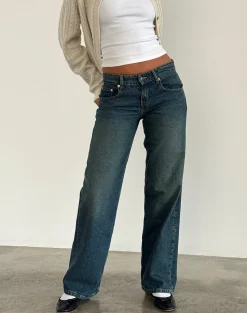 Motel Rocks Low Rise Pants | Jeans-Low Rise Parallel Jeans in Bright Blue brightblue
