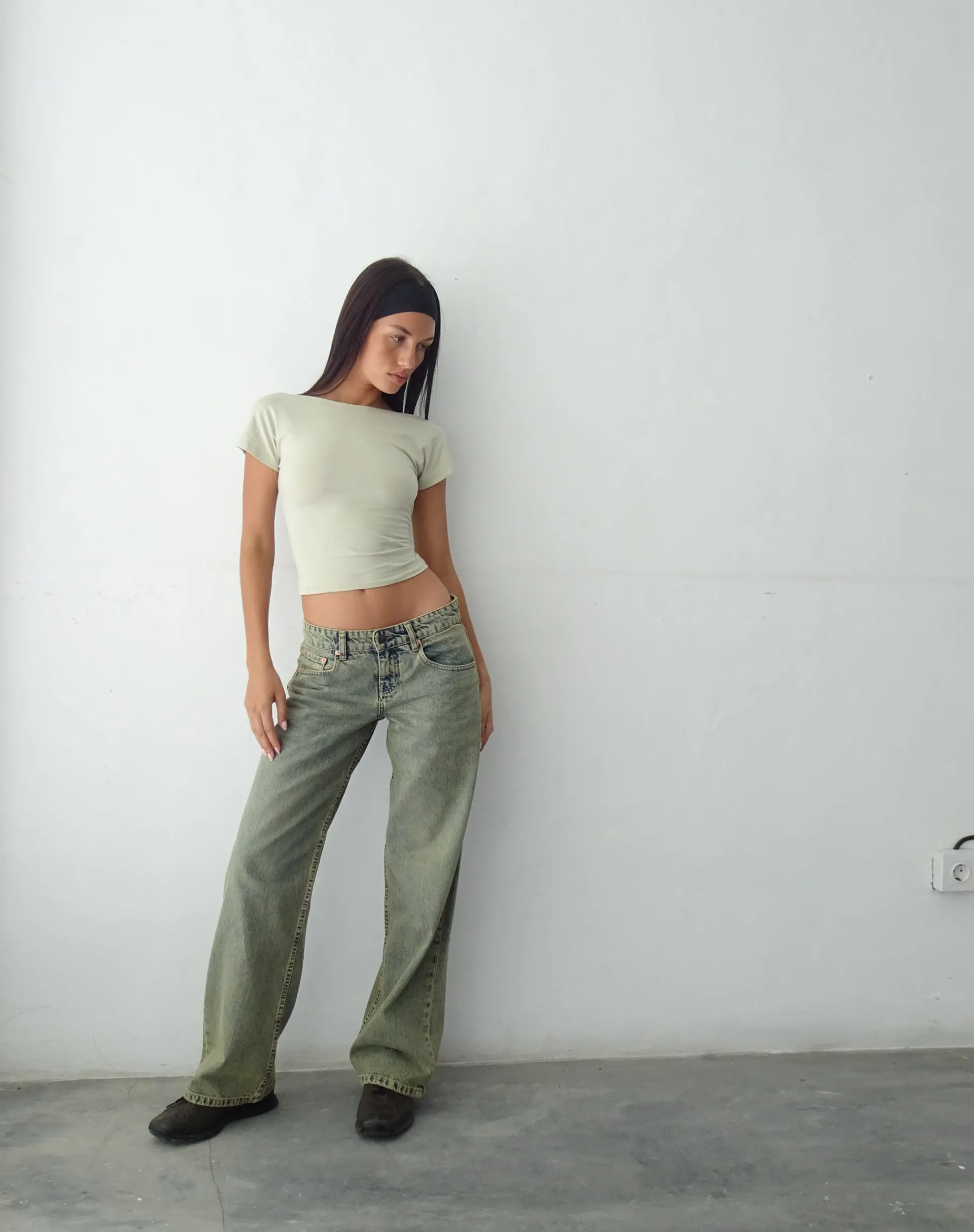 Motel Rocks Jeans | Low Rise Pants-Low Rise Parallel Jeans in Sandy Blue Acid sandyblueacid
