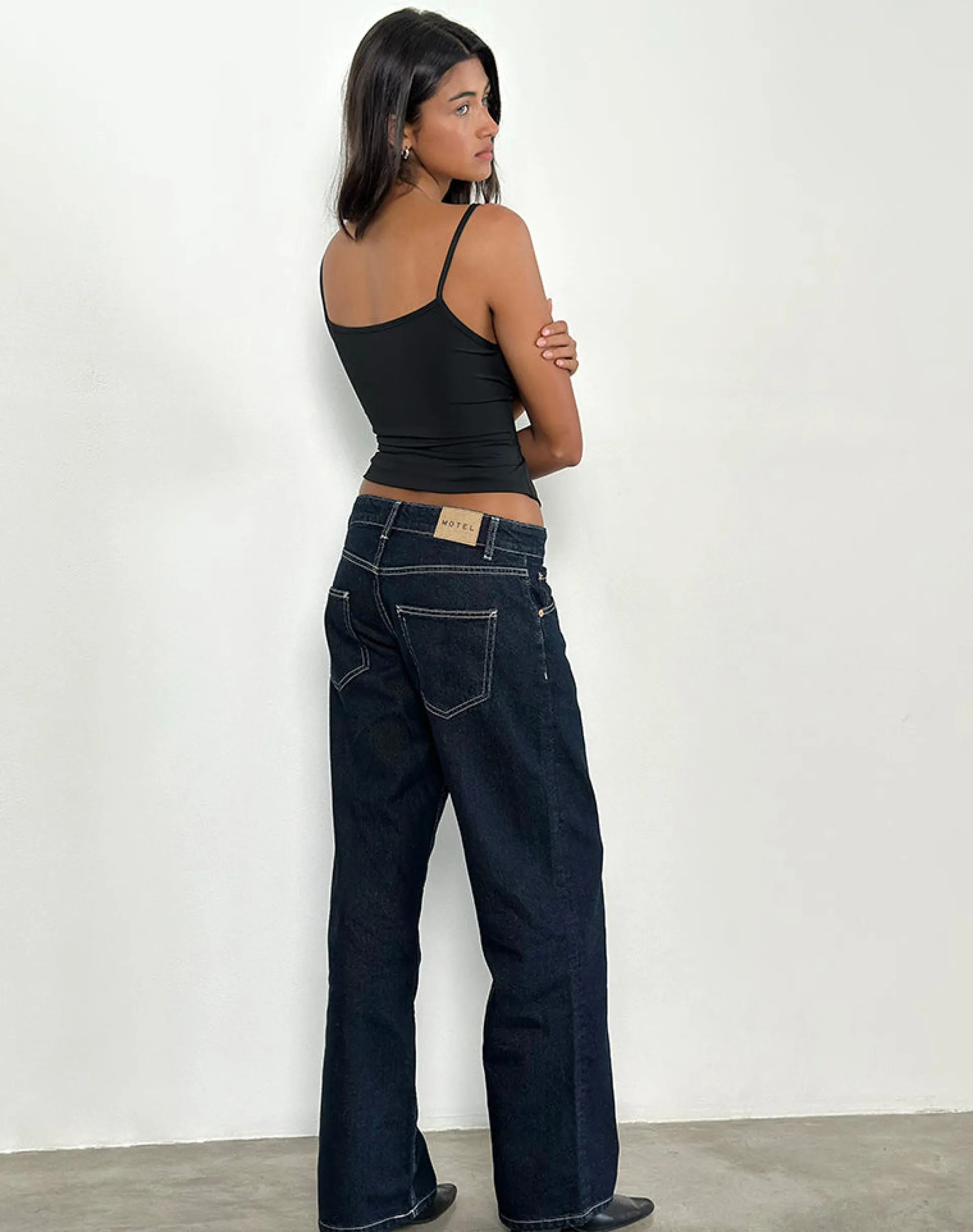 Motel Rocks Low Rise Pants | Jeans-Low Rise Parallel Jeans in Indigo with Contrast Stitch IndigowithContrastStitch