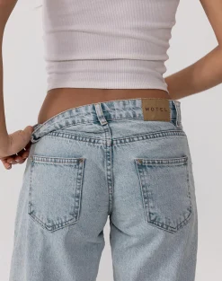 Motel Rocks Low Rise Pants | Jeans-Low Rise Parallel Jeans in 80s Light Blue Wash 80sLightBlueWash