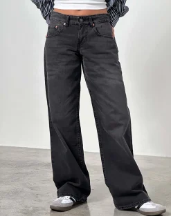 Motel Rocks Low Rise Pants | Jeans-Low Rise Parallel Jeans in Vintage Black VintageBlack