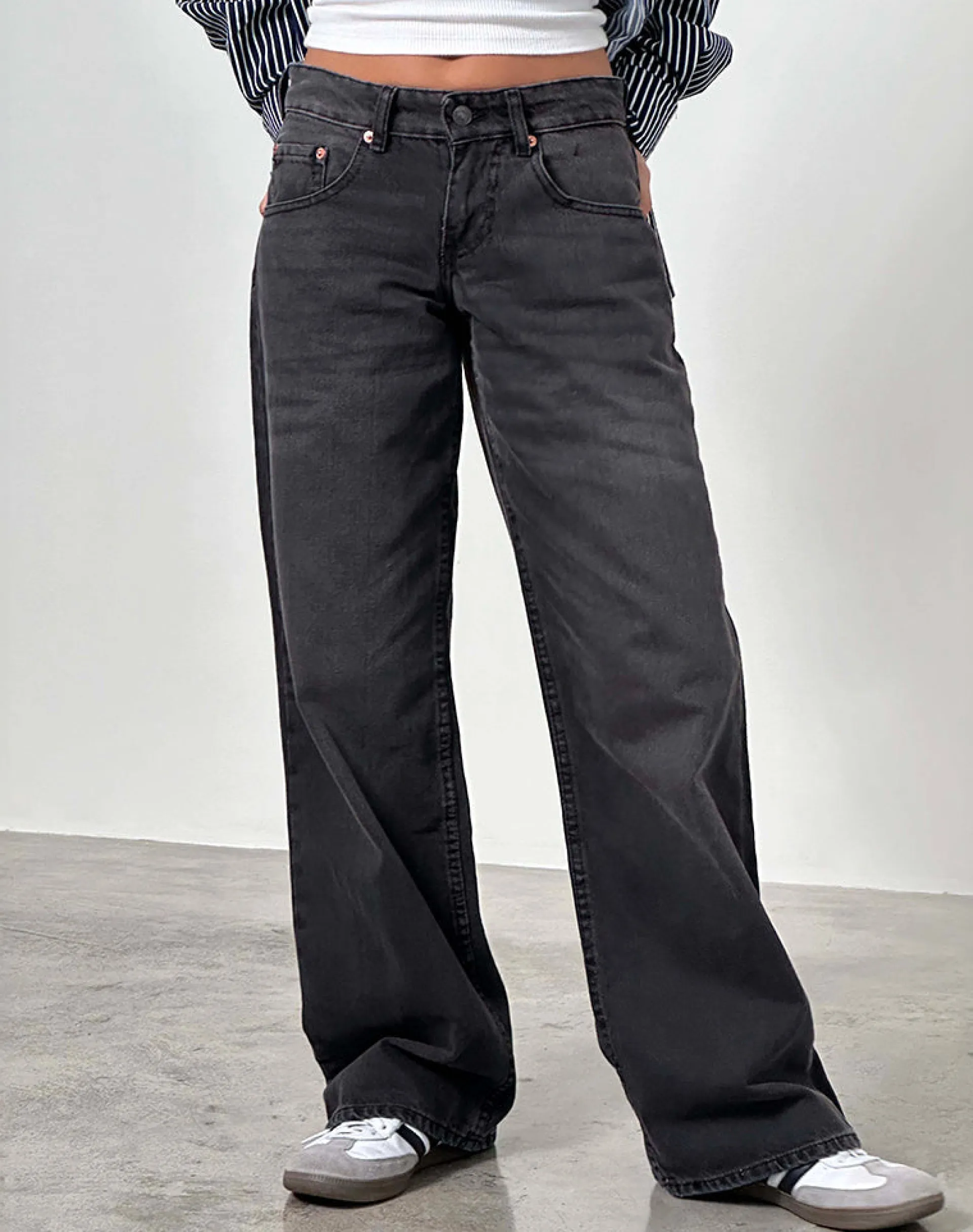 Motel Rocks Low Rise Pants | Jeans-Low Rise Parallel Jeans in Vintage Black VintageBlack