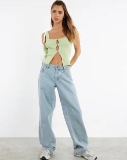 Motel Rocks Low Rise Pants-Low Rise Parallel Jeans in Extra Light Wash Blue