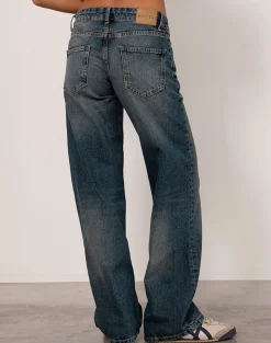 Motel Rocks Jeans | Parallel Jeans-Low Rise Parallel Jeans in Steel Blue steelblue