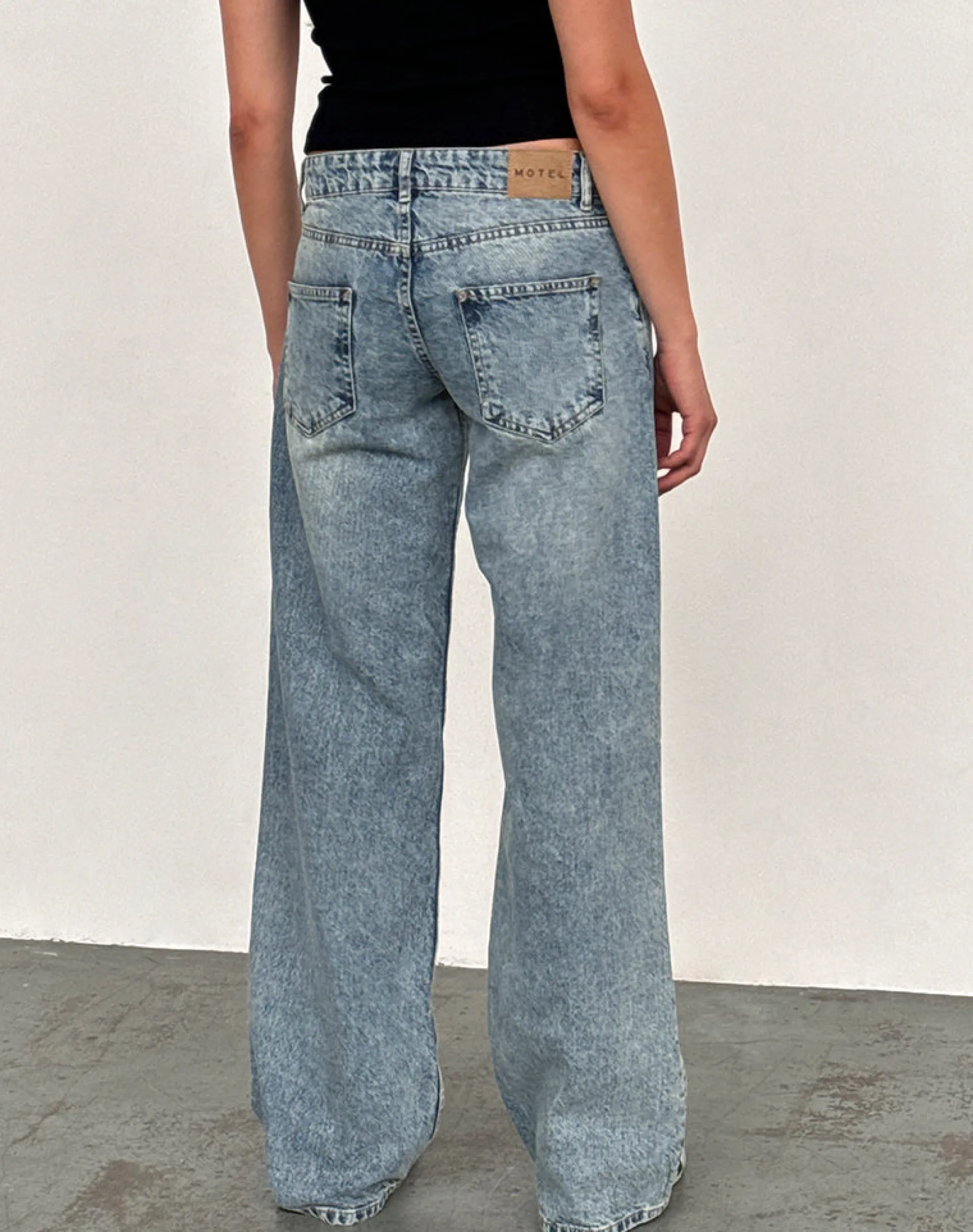 Motel Rocks Jeans | Straight Leg Jeans-Low Rise Parallel Jeans in Vintage Blue Wash VintageBlueWash