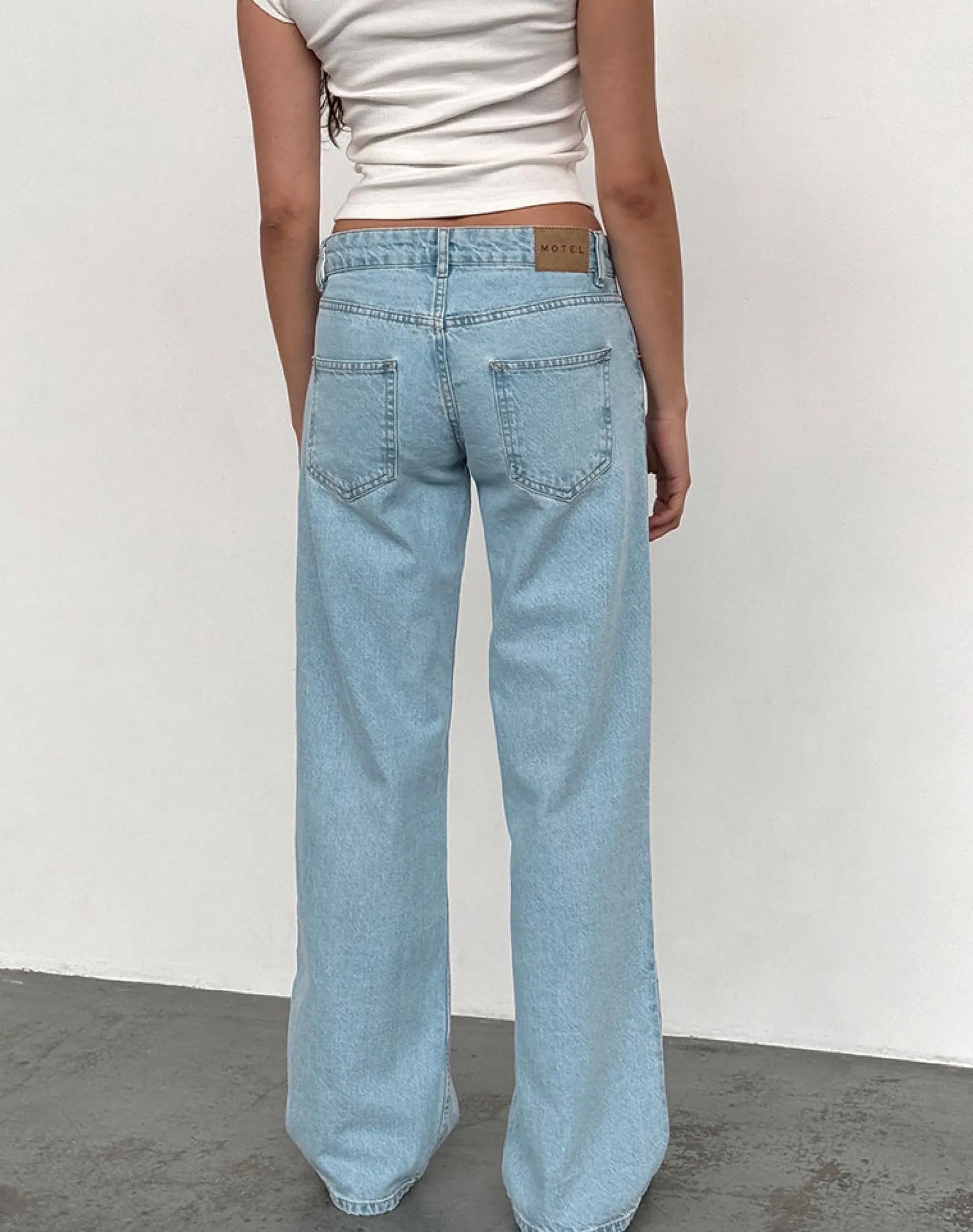 Motel Rocks Low Rise Pants | Straight Leg Jeans-Low Rise Parallel Jeans in Light Wash Blue LightWashBlue