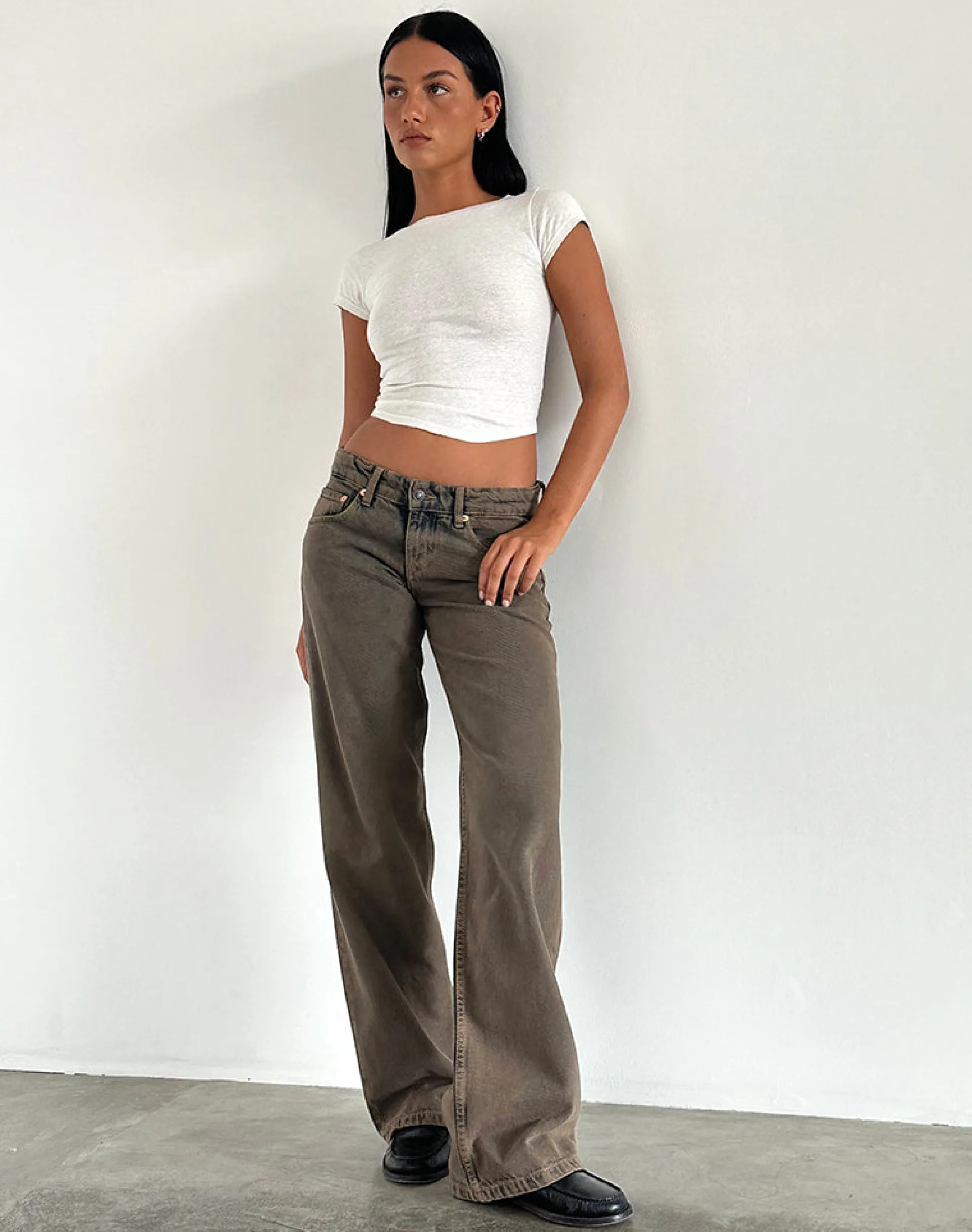 Motel Rocks Low Rise Pants | Jeans-Low Rise Parallel Jeans in Dark Sand darksand