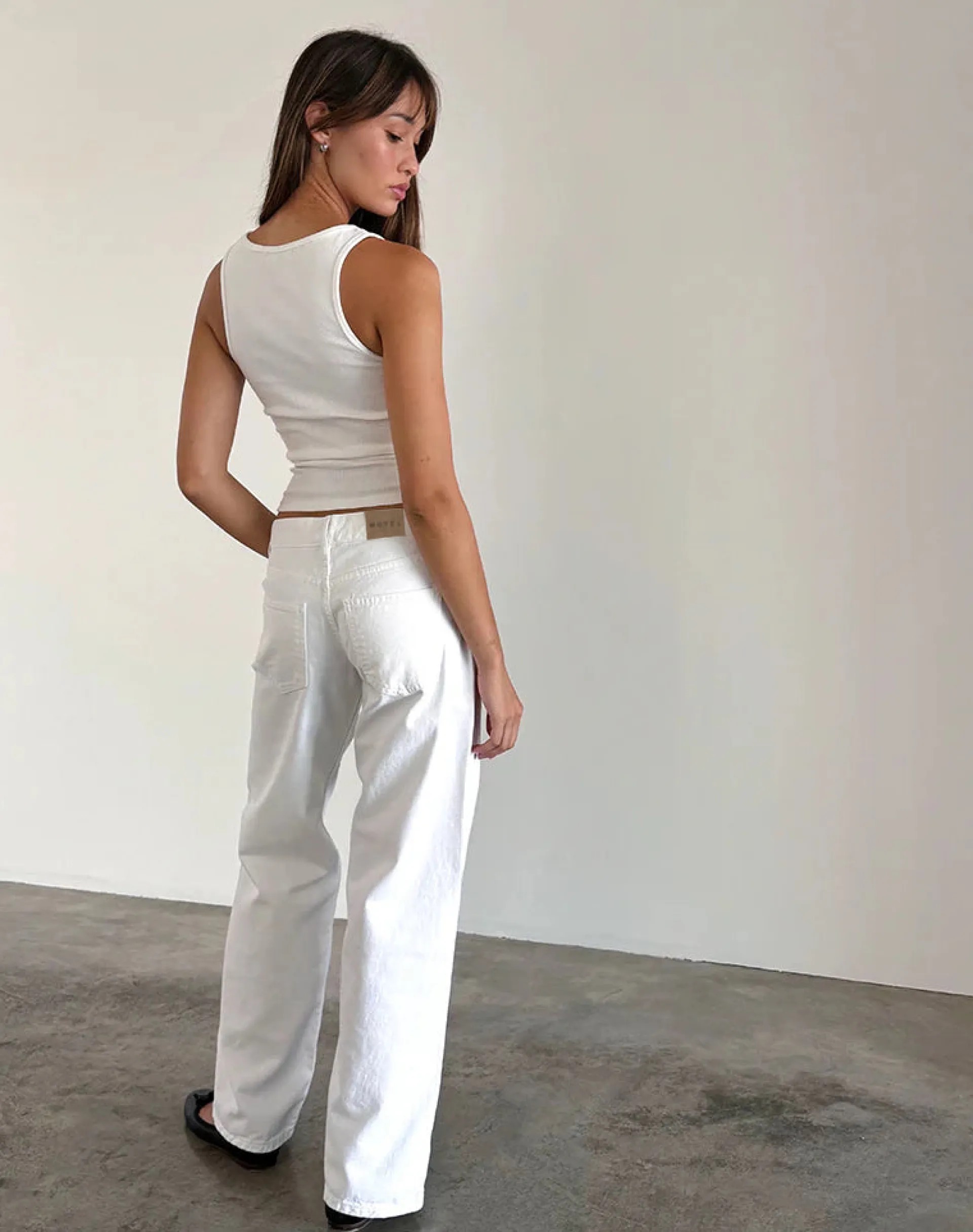 Motel Rocks Jeans | Straight Leg Jeans-Low Rise Parallel Jeans in True White TrueWhite