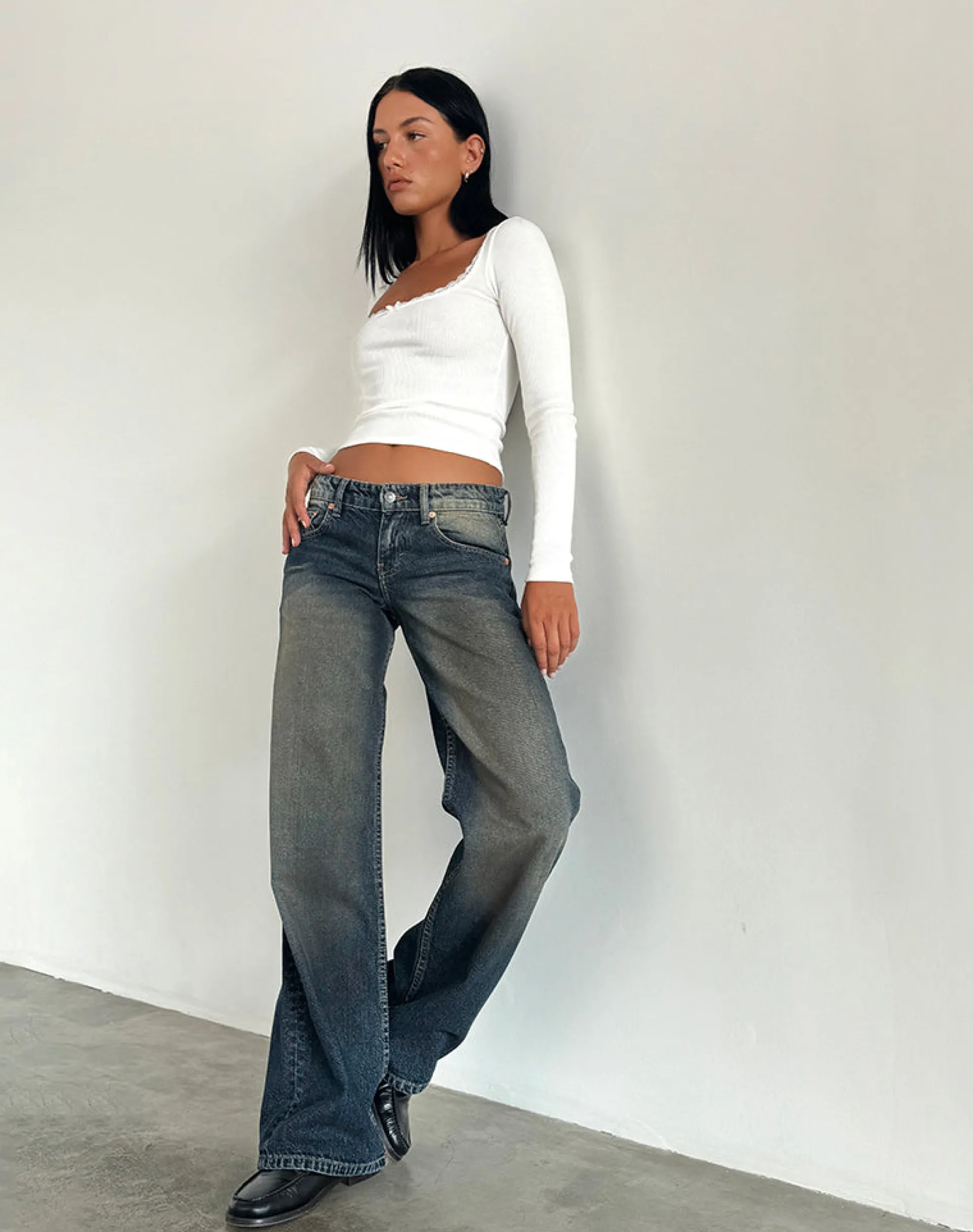 Motel Rocks Low Rise Pants | Jeans-Low Rise Parallel Jeans in Amber Wash Amberwash