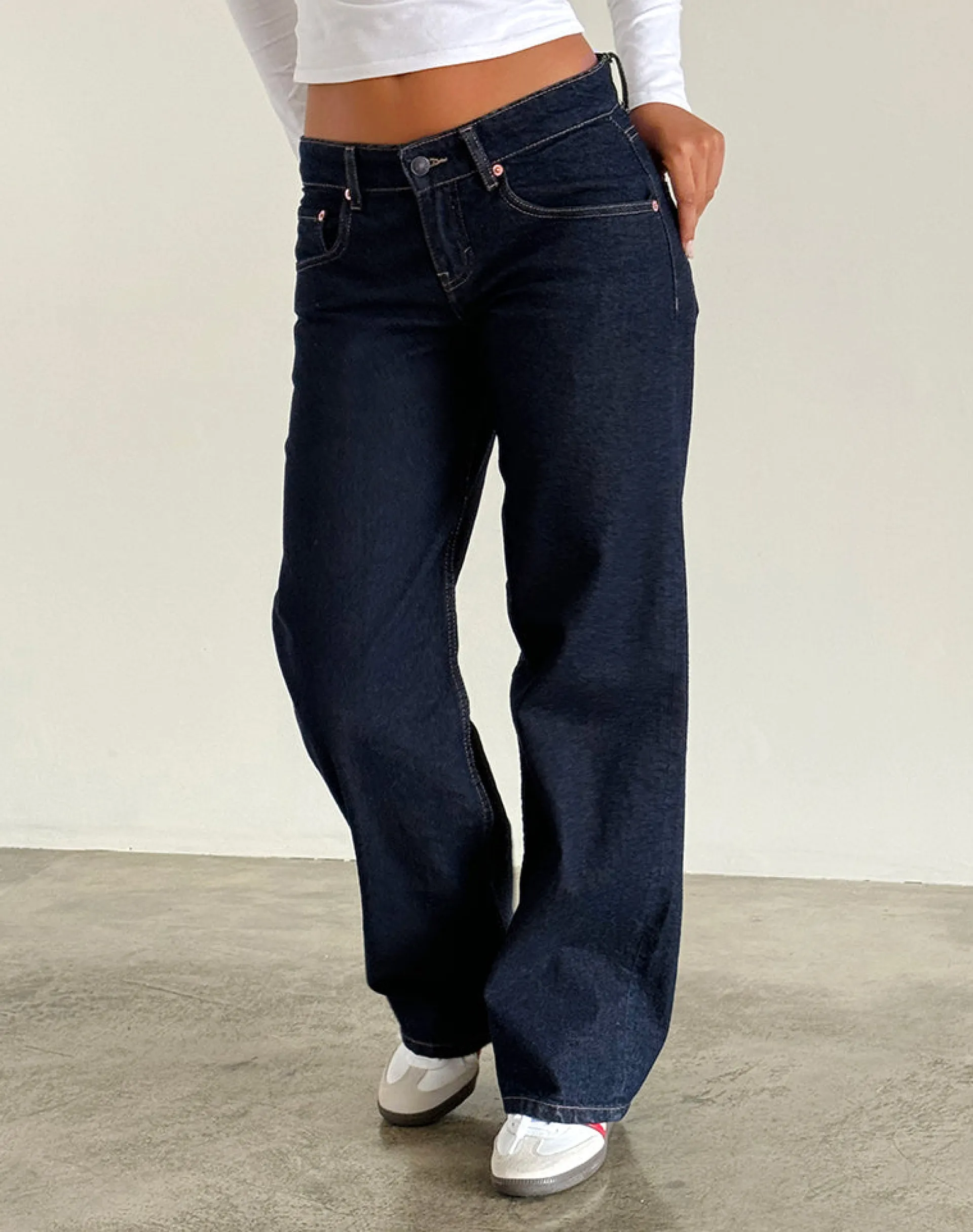 Motel Rocks Basics | Low Rise Pants-Low Rise Parallel Jeans in Indigo