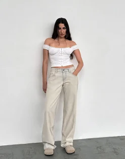 Motel Rocks Jeans | Straight Leg Jeans-Low Rise Parallel Jeans In Arctic Blue ArcticBlue