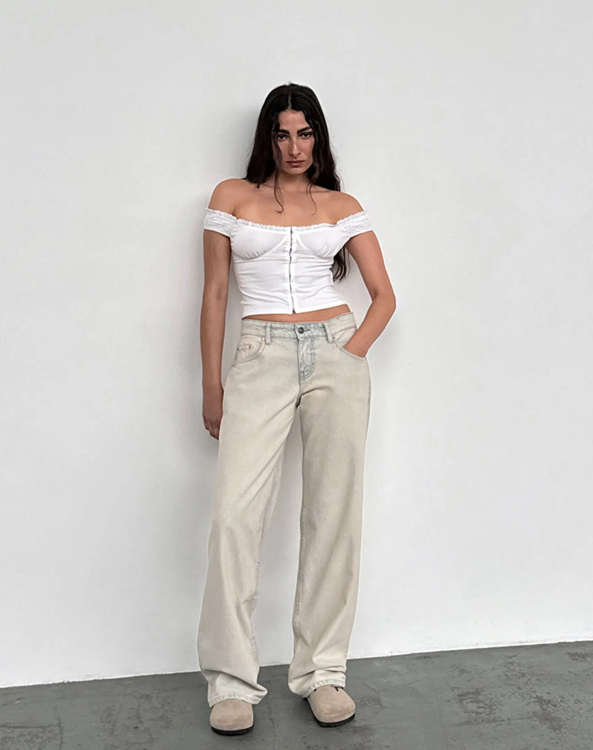 Motel Rocks Jeans | Straight Leg Jeans-Low Rise Parallel Jeans In Arctic Blue ArcticBlue