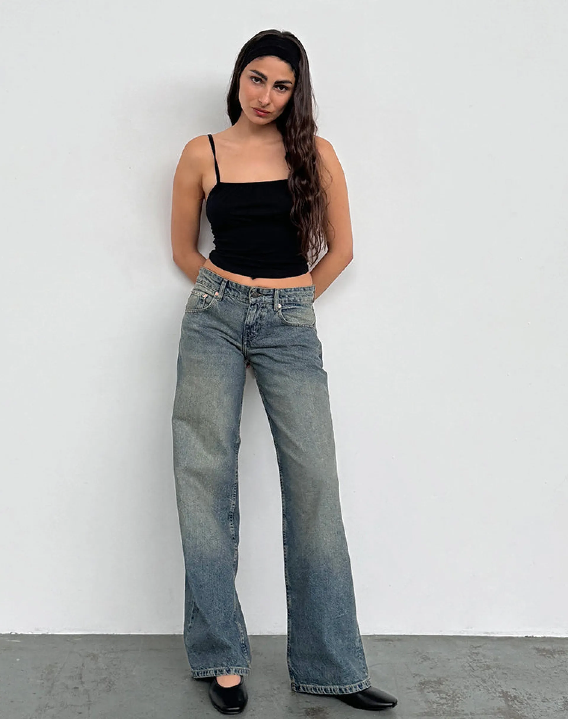 Motel Rocks Jeans | Straight Leg Jeans-Low Rise Parallel Jeans in Extreme Blue Green ExtremeBlueGreen
