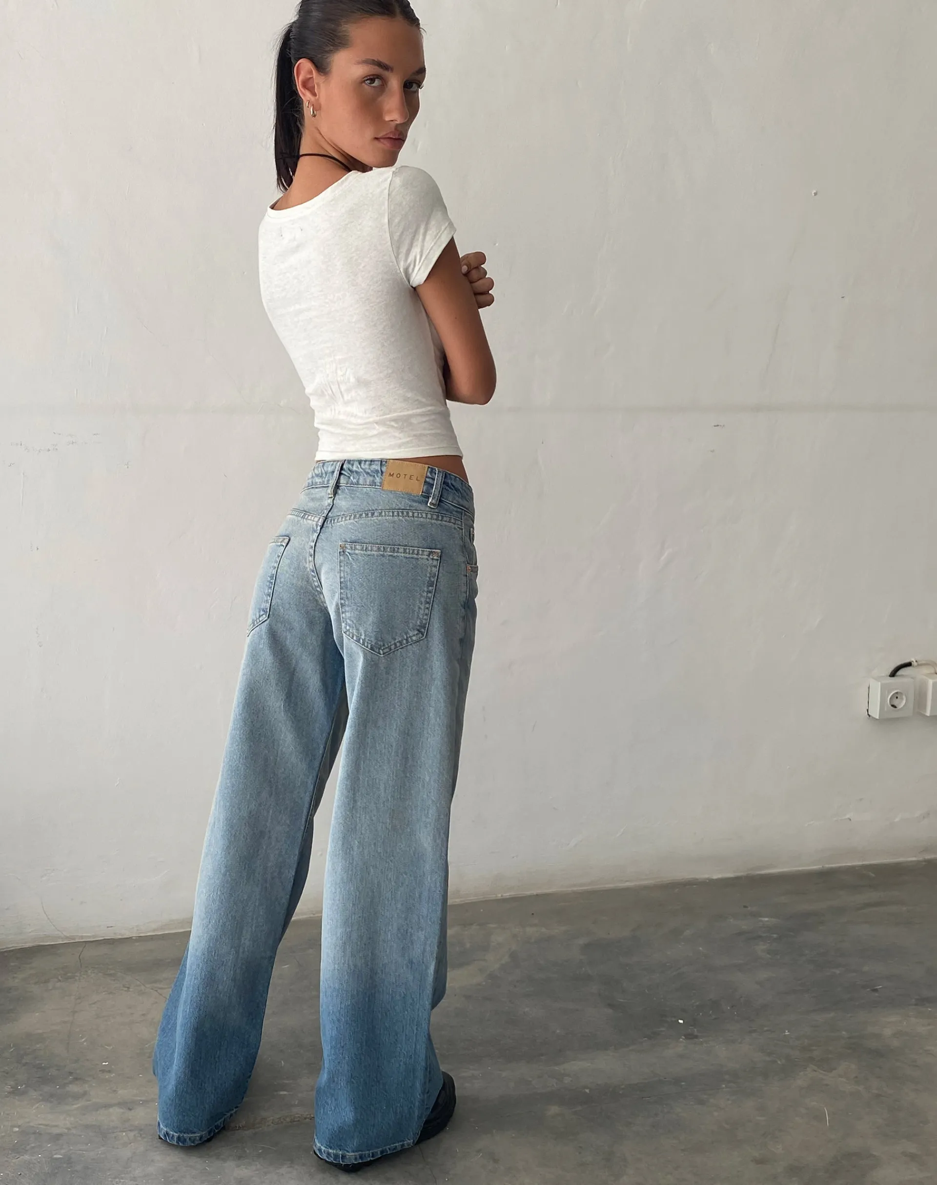 Motel Rocks Low Rise Pants | Jeans-Low Rise Parallel Jeans in Vintage Bleach vintagebleach