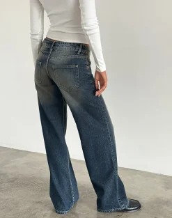 Motel Rocks Low Rise Pants | Jeans-Low Rise Parallel Jeans in Amber Wash Amberwash