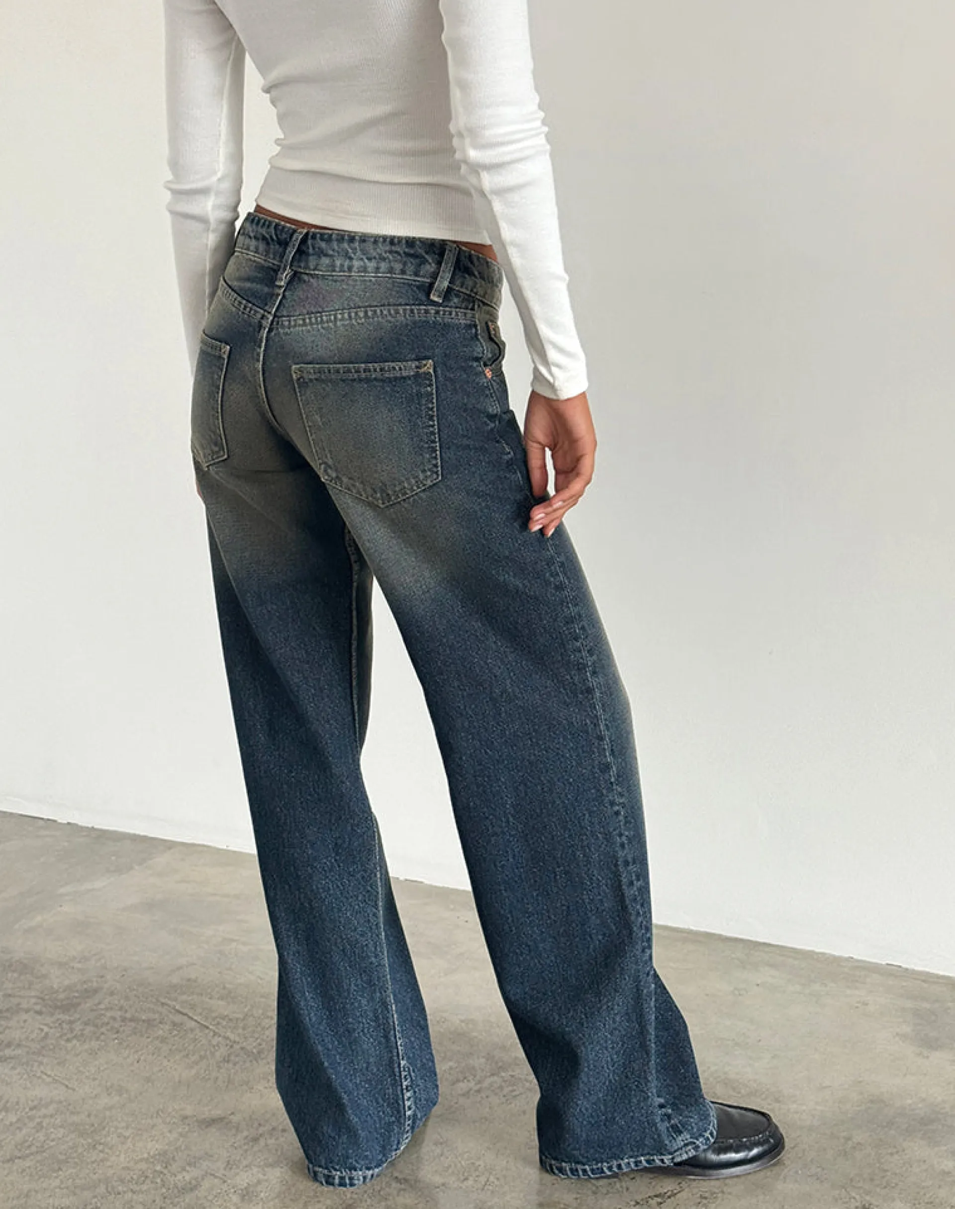 Motel Rocks Low Rise Pants | Jeans-Low Rise Parallel Jeans in Amber Wash Amberwash