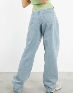 Motel Rocks Low Rise Pants-Low Rise Parallel Jeans in Extra Light Wash Blue