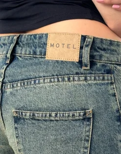 Motel Rocks Jeans | Straight Leg Jeans-Low Rise Parallel Jeans in Extreme Blue Green ExtremeBlueGreen