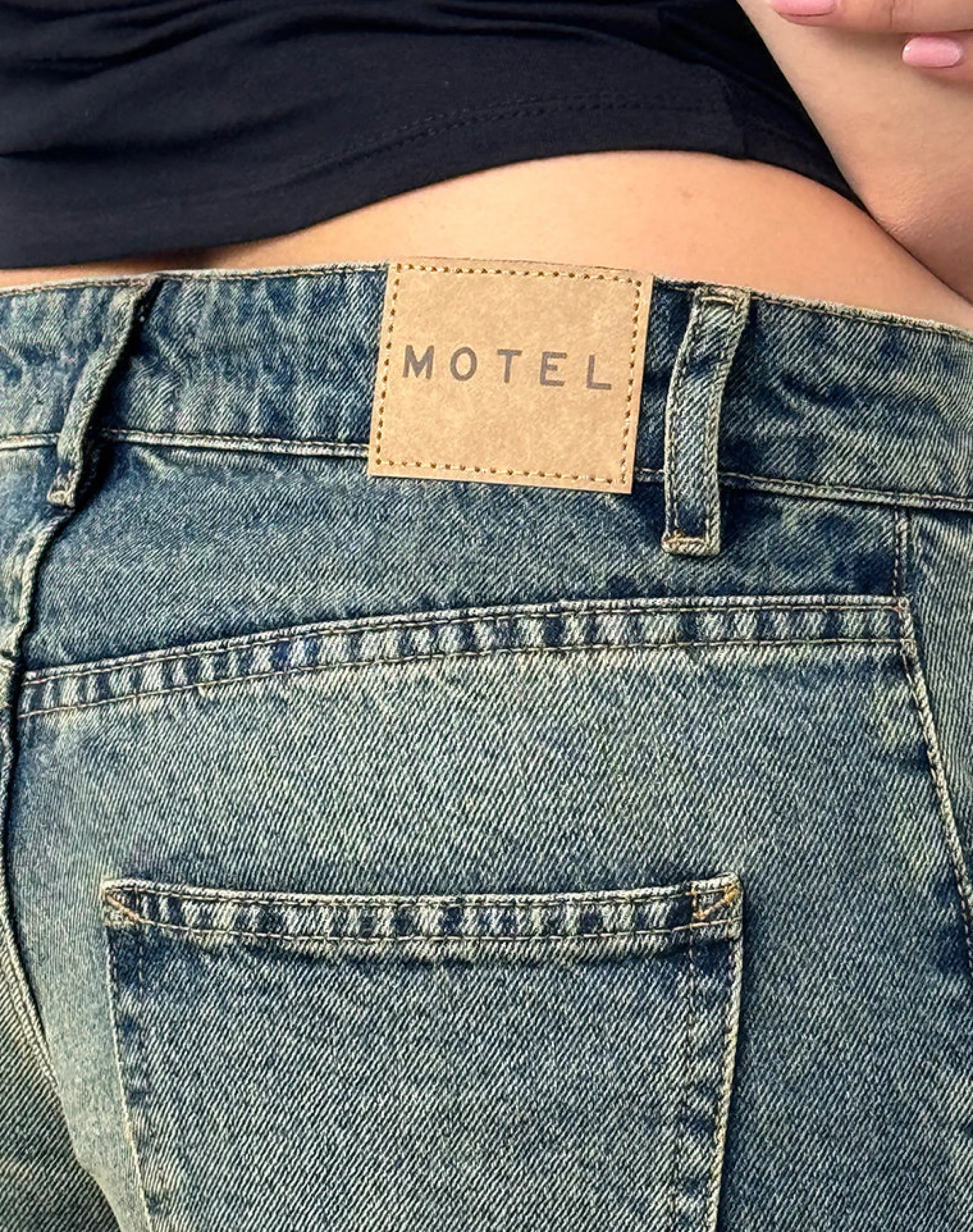 Motel Rocks Jeans | Straight Leg Jeans-Low Rise Parallel Jeans in Extreme Blue Green ExtremeBlueGreen