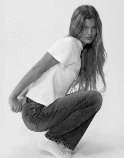 Motel Rocks Jeans | Parallel Jeans-Low Rise Parallel Jeans in Steel Blue steelblue