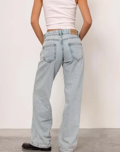 Motel Rocks Low Rise Pants | Jeans-Low Rise Parallel Jeans in 80s Light Blue Wash 80sLightBlueWash