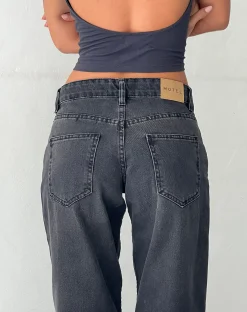 Motel Rocks Low Rise Pants | Jeans-Low Rise Parallel Jeans in Vintage Black VintageBlack