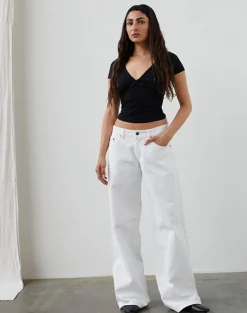 Motel Rocks Jeans | Roomy Jeans-Low Rise Roomy Jeans in True White truewhite