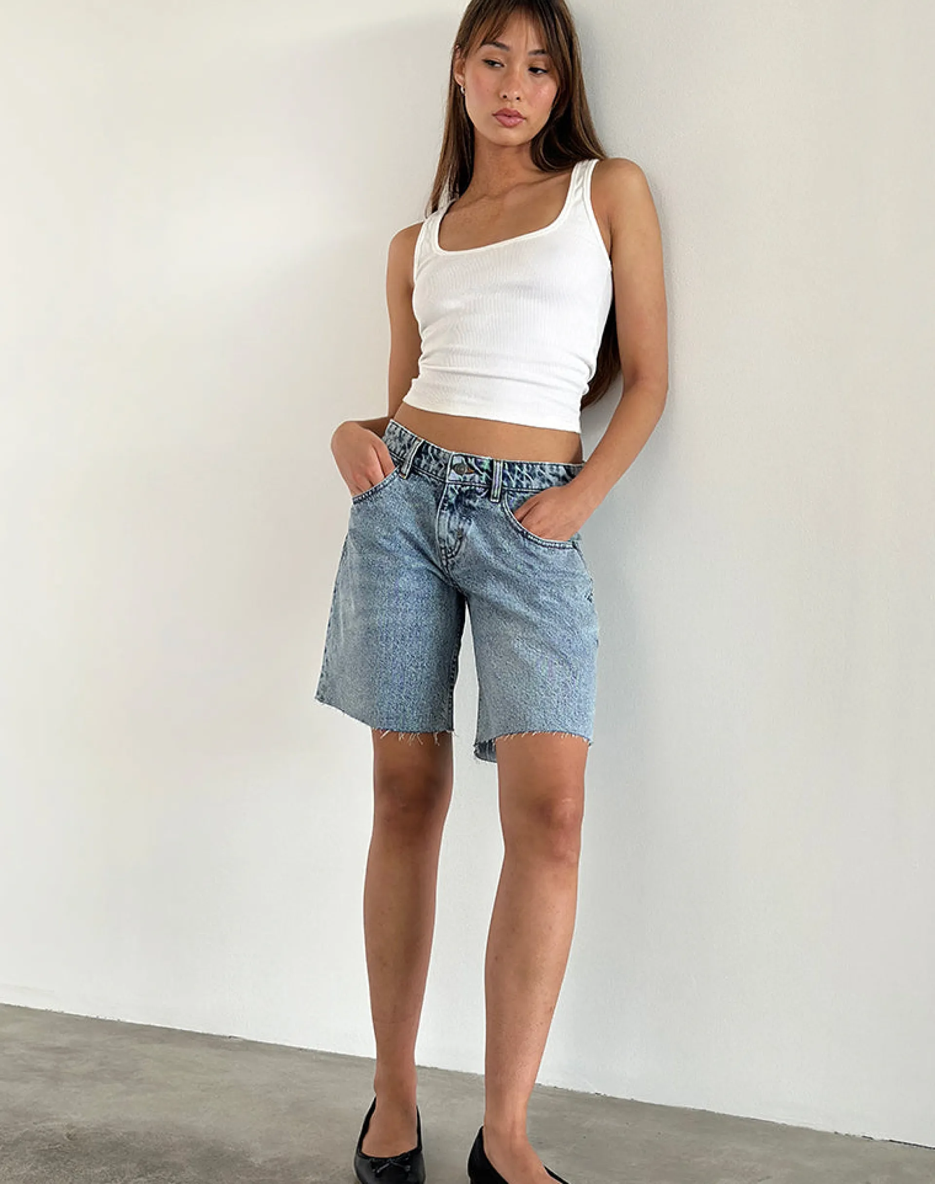 Motel Rocks Jorts-Low Rise Roomy Shorts in Vintage Blue Wash VintageBlueWash
