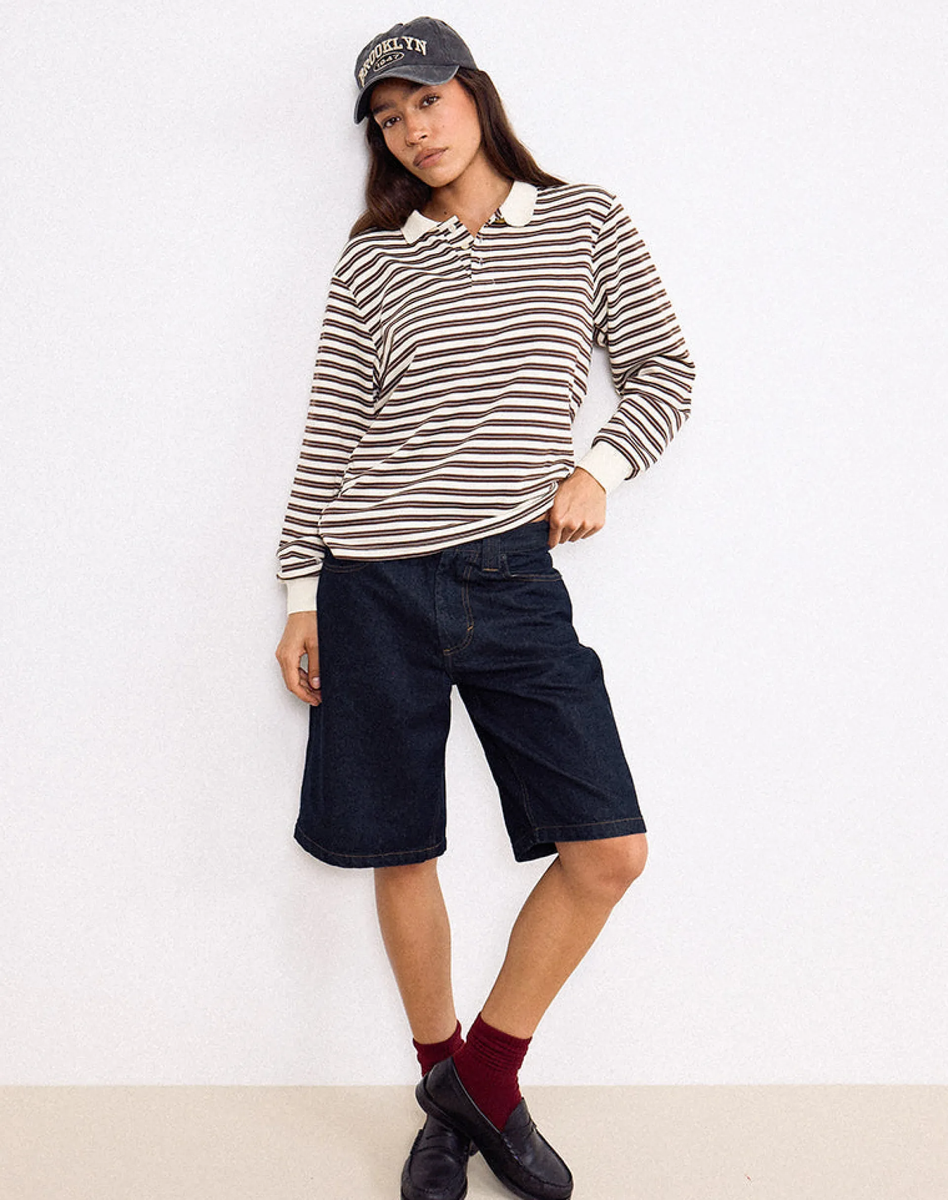 Motel Rocks Jorts-Low Rise Skater Short in Indigo