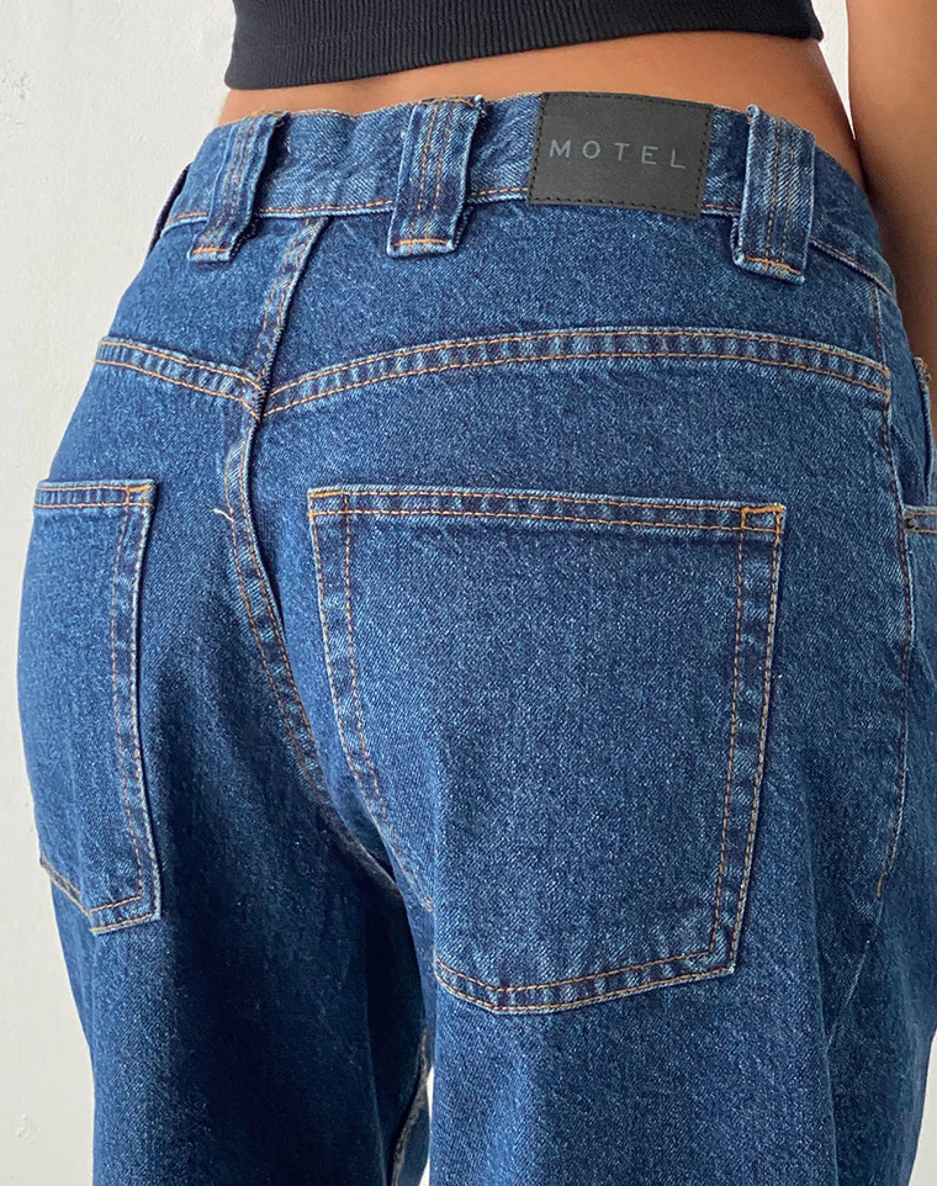 Motel Rocks Jorts-Low Rise Skater Shorts in Core Blue Stone CoreBlueStone