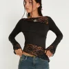 Motel Rocks Long Sleeve Tops | Lace Tops-Lucca Long Sleeve Top in Lace Black LaceBlack