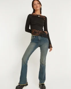 Motel Rocks Long Sleeve Tops | Lace Tops-Lucca Long Sleeve Top in Lace Black LaceBlack