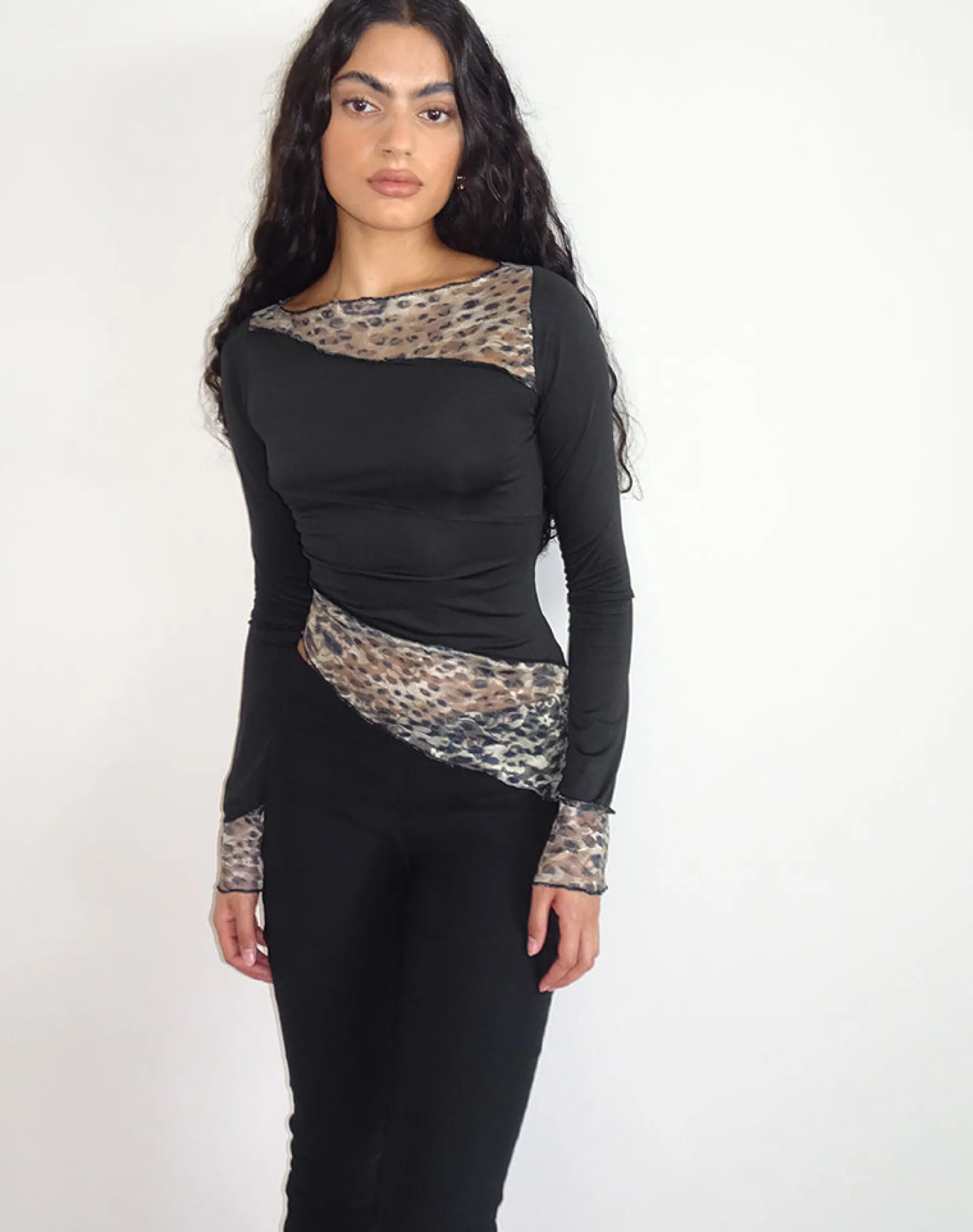 Motel Rocks Printed Tops | Long Sleeve Tops-Lucca Top In Printed Lace Leopard PrintedLaceLeopard
