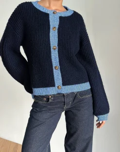 Motel Rocks Cardigans-Luciana Cardigan in Contrast Navy ContrastNavy