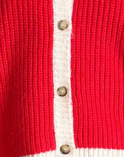 Motel Rocks Cardigans-Luciana Contrast Cardigan in Red and Pink RedandPink