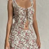 Motel Rocks Co-Ords | A Line Skirts-Luiso Mini Skirt in Vintage Bloom Ivory vintagebloomivory