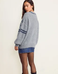 Motel Rocks Jumpers-Lulees Jumper in Star Stripe Grey StarStripeGrey