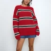 Motel Rocks Jumpers-Lunet Knitted Jumper in Red and Black Stripe RedandBlackStripe