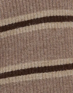 Motel Rocks Jumpers-Lunet Knitted Jumper in Stripe Tonal Brown StripeTonalBrown