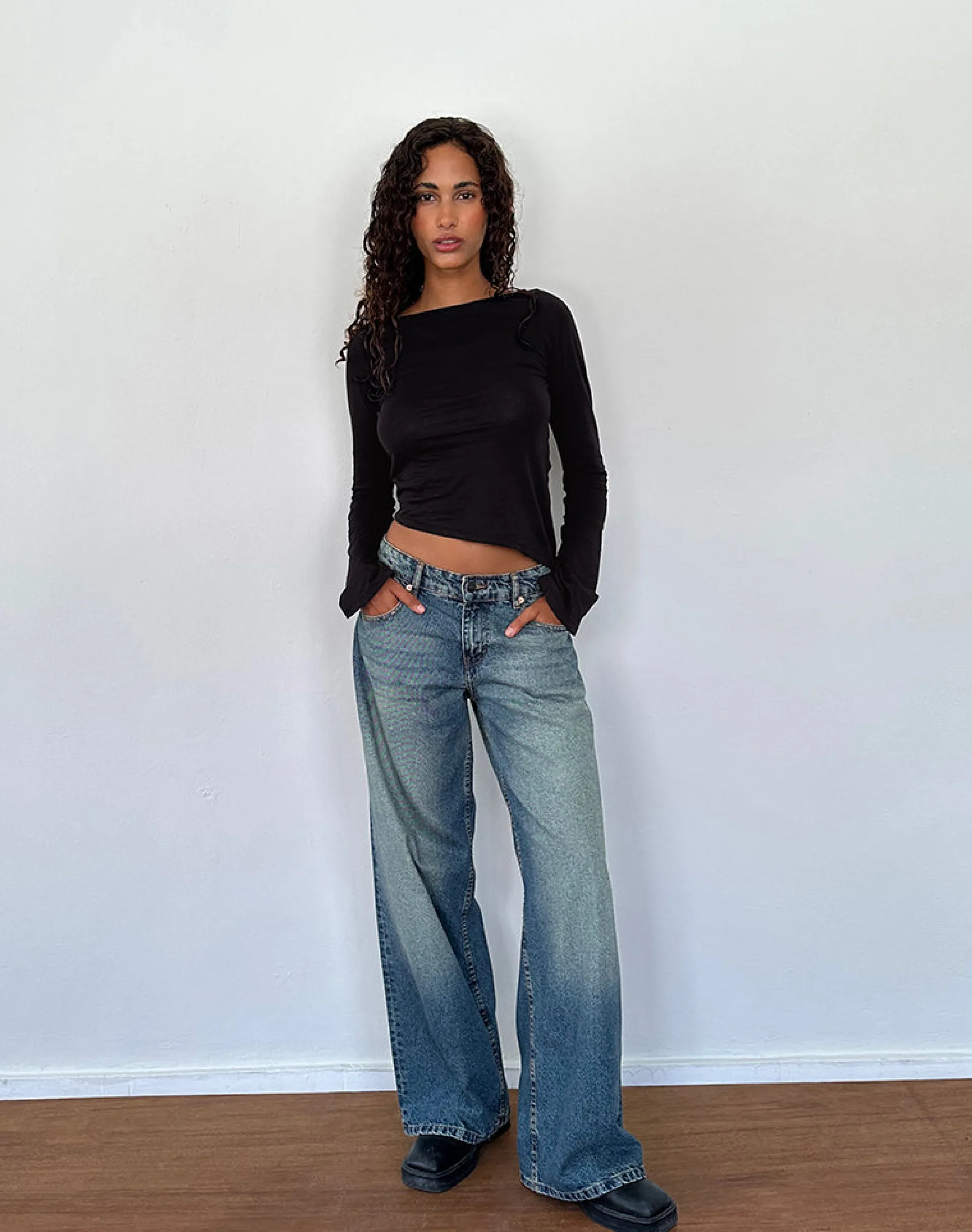 Motel Rocks Basics | Basic Tops-Lunica Long Sleeve Top in Tissue Jersey Black TissueJerseyBlack