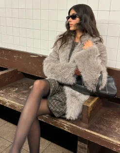 Motel Rocks Jackets | Coats-Lupita Jacket in Faux Fur Taupe FauxFurTaupe
