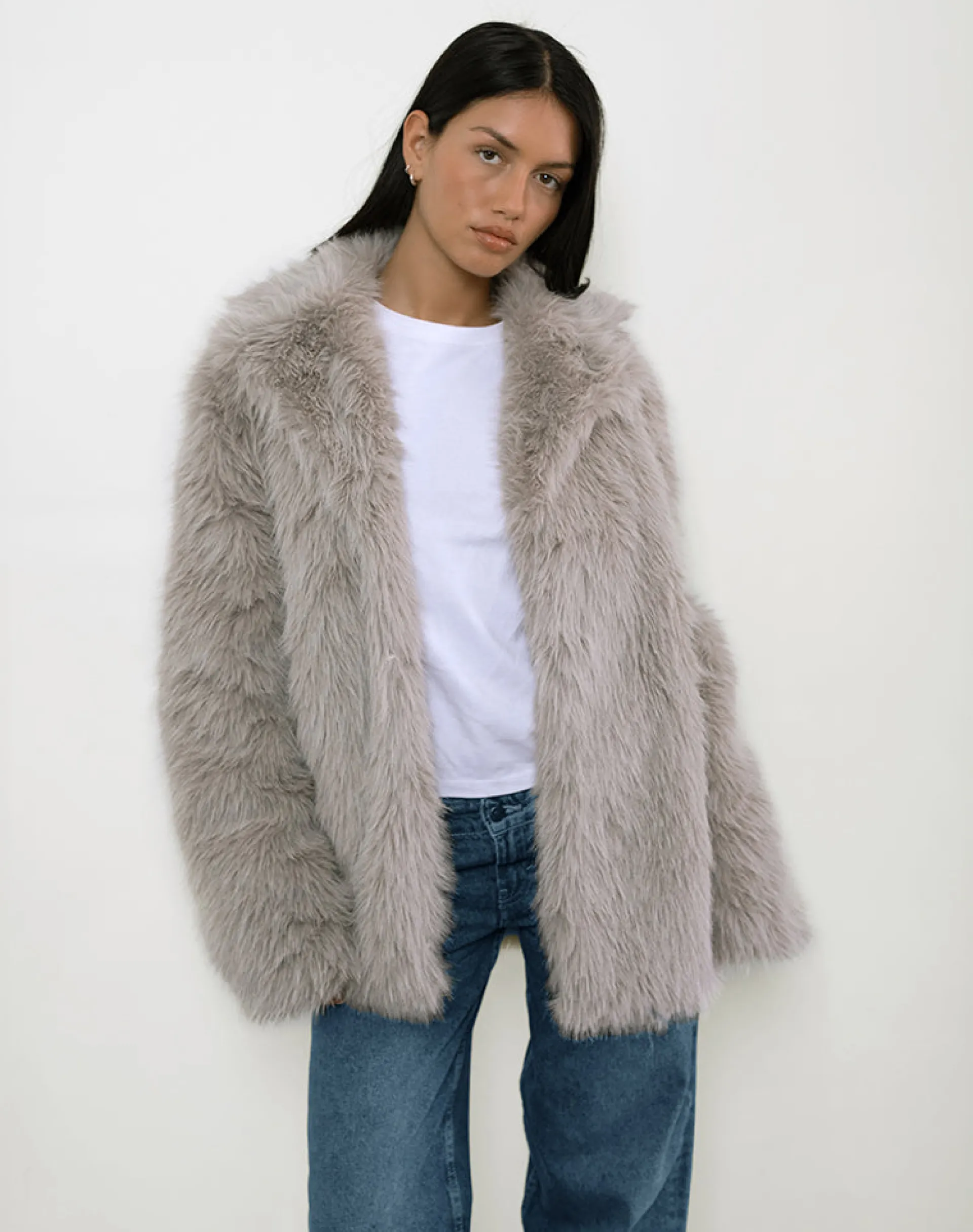 Motel Rocks Jackets | Coats-Lupita Jacket in Faux Fur Taupe FauxFurTaupe