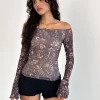 Motel Rocks Printed Tops | Long Sleeve Tops-Lutana Top in Batik Botanical Brown BatikBotanicalBrown