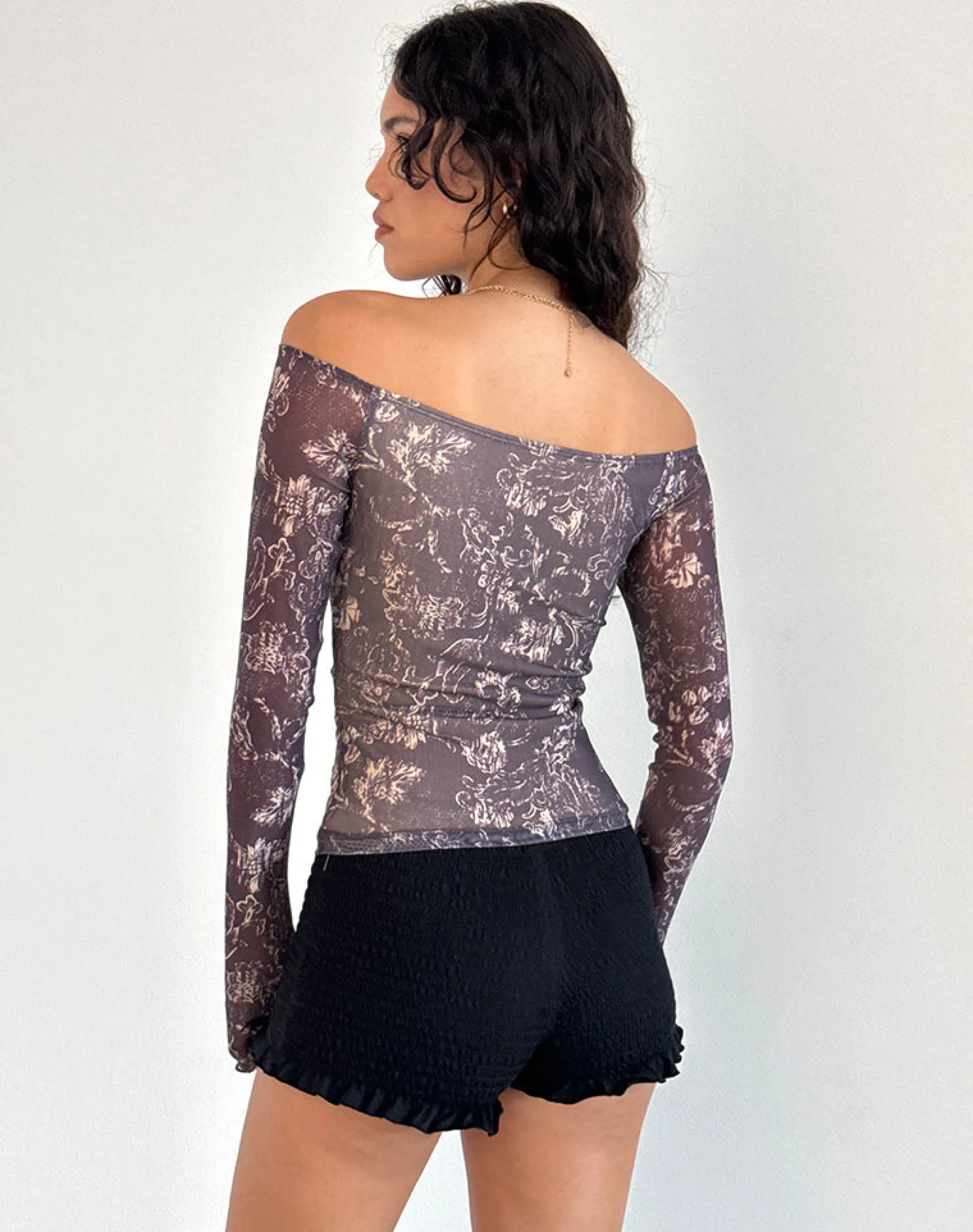 Motel Rocks Printed Tops | Long Sleeve Tops-Lutana Top in Batik Botanical Brown BatikBotanicalBrown