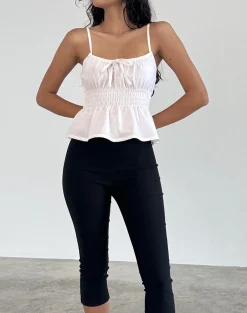 Motel Rocks Basic Tops | Corset Tops-Lyncia Tie Front Cami Top in Off White OffWhite