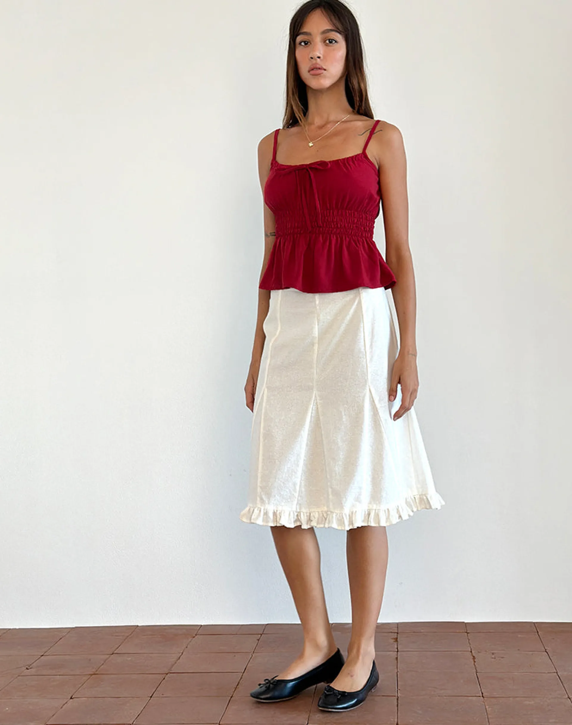 Motel Rocks Strappy Tops | Going Out Tops-Lyncia Tie Front Cami Top in Adrenaline Red AdrenalineRed