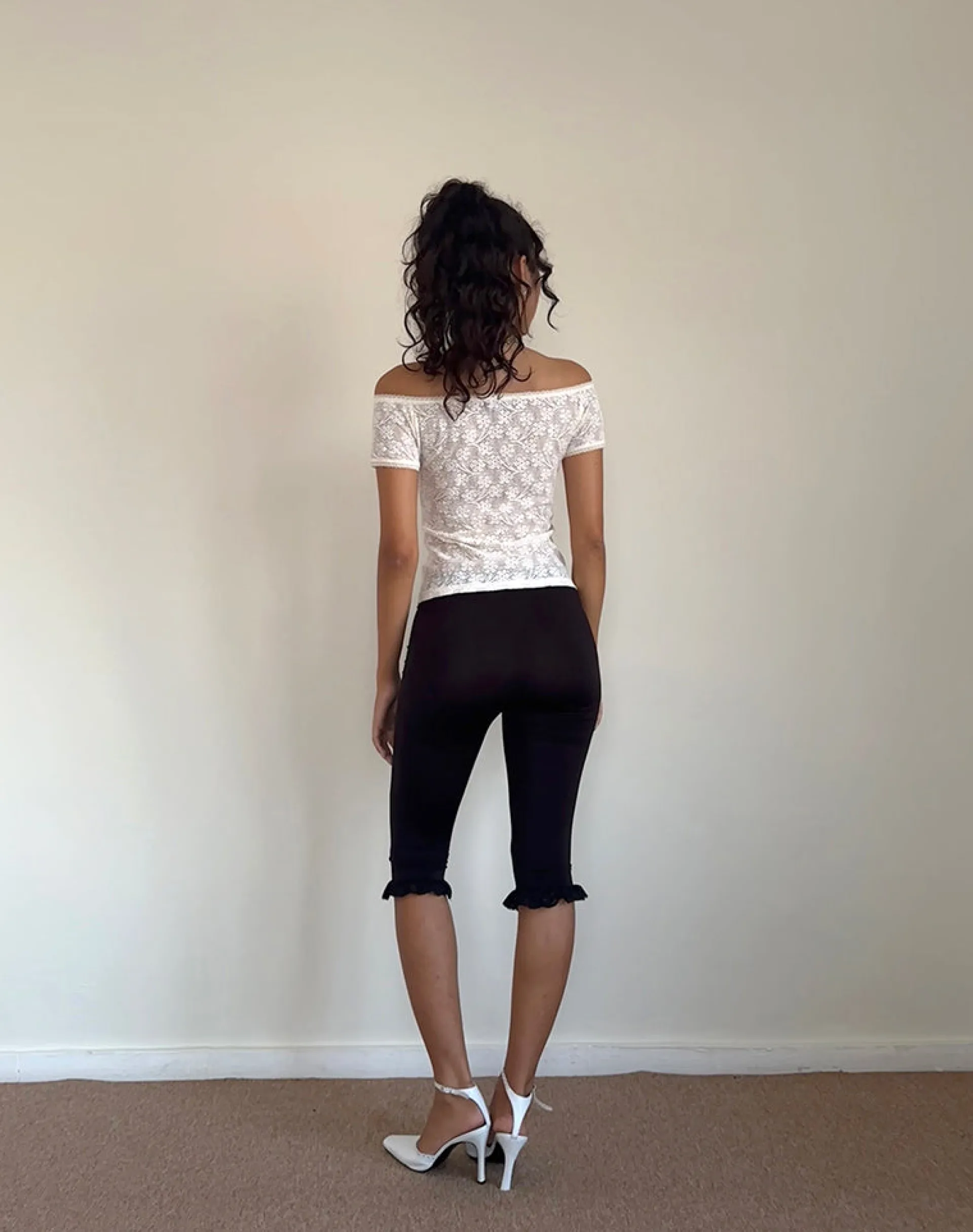 Motel Rocks Lace Tops | Going Out Tops-Mageina Bardot Top in Lace Ivory