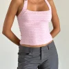 Motel Rocks Halterneck Tops | Going Out Tops-Maggha Halterneck Top in Crinkle Pink crinklepink