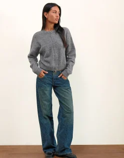 Motel Rocks Jackets-Maira Zip Through Jacket in Knit Grey