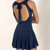 Motel Rocks Day Dresses | Mini Dresses-Maisha Open Back Bow Mini Dress in Slinky Navy